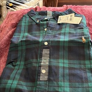 Polo by Ralph Lauren Navy and Green Checkered Shirt